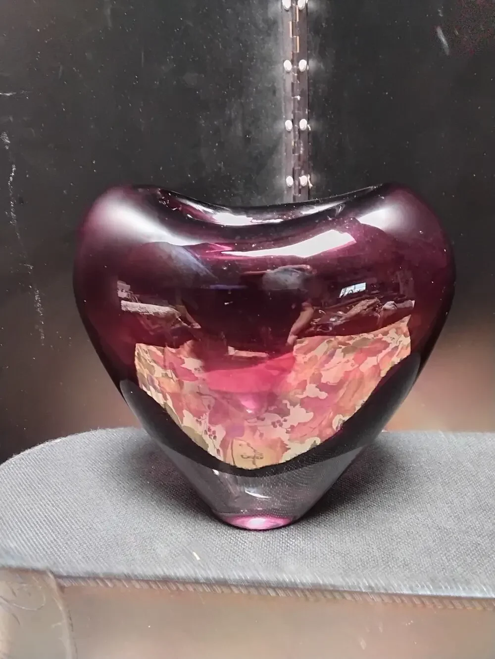 Amethyst Purple Heart Vase Art Glass by Deru Design International